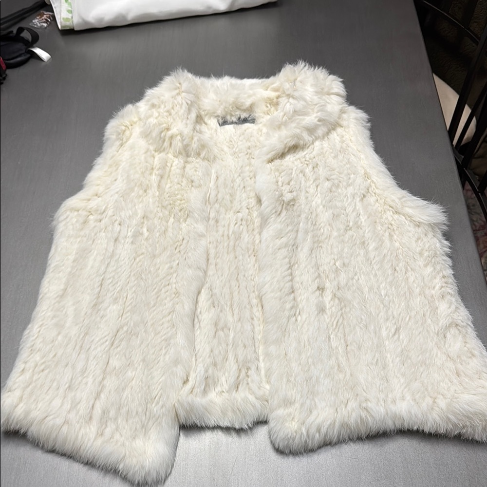 White rabbit fur vest